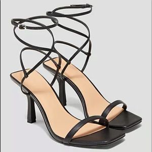 Women's wide fit black strappy sandal heels